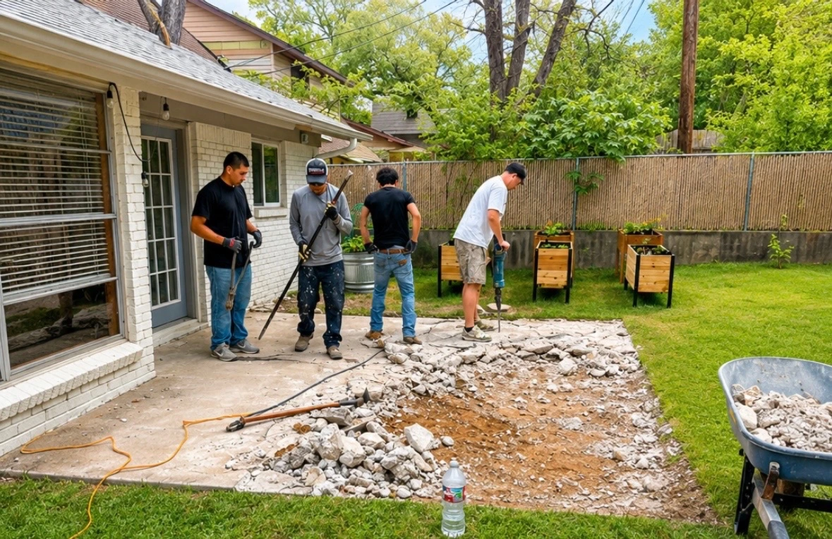 Stamped Concrete Patio before